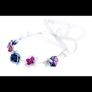 Silver Glitter Flower Crown Tie Headwrap